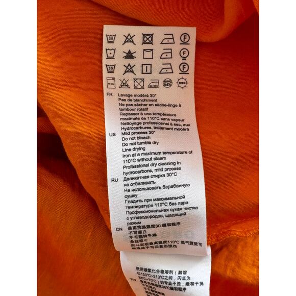 Sandro Rambla Twist‎ V-Neck Puff Sleeve Maxi Dress Orange Size 40 Large - Picture 11 of 12